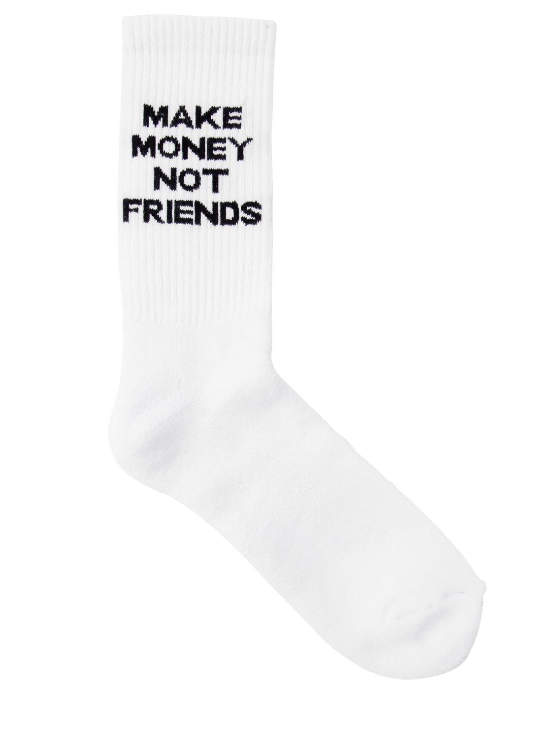 MAKE MONEY NOT FRIENDS Logo Intarsia Cotton Blend Knit Socks in White for  Men | Lyst