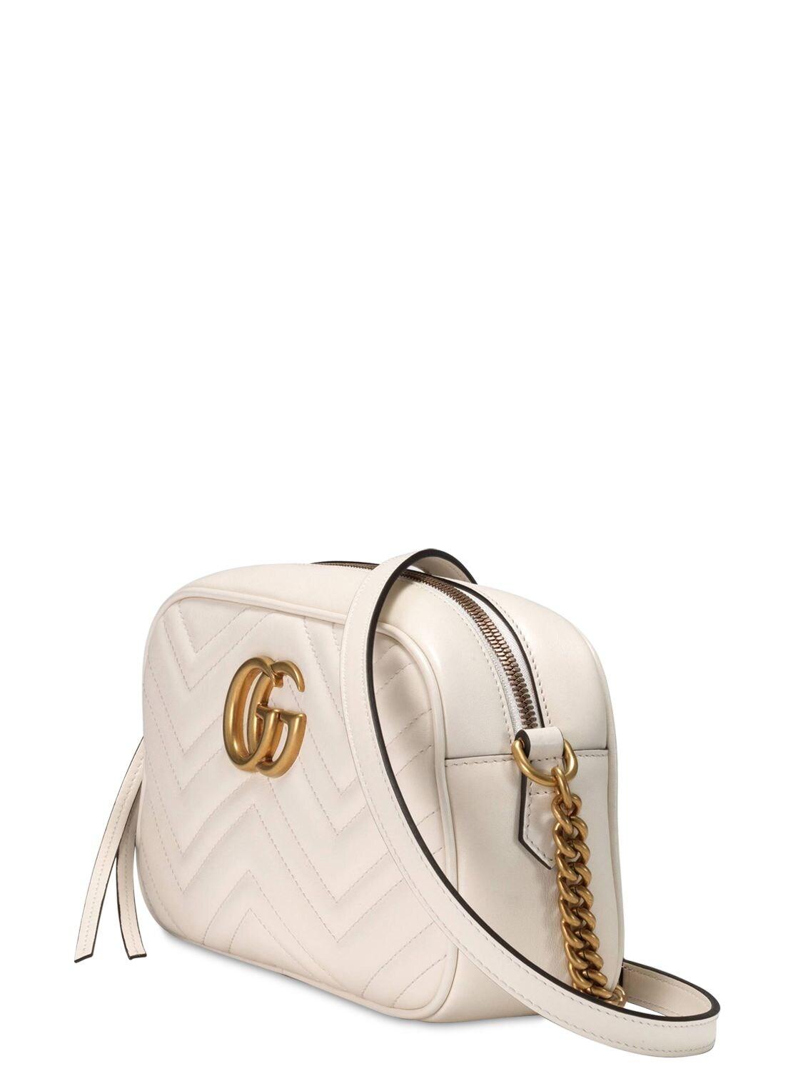 gucci gg marmont matelassé leather mini chain camera bag