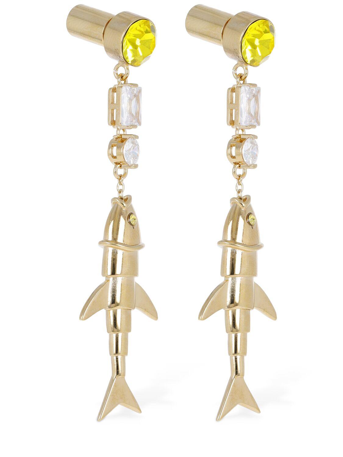 Marni crystal-embellished asymmetric earrings - Gold