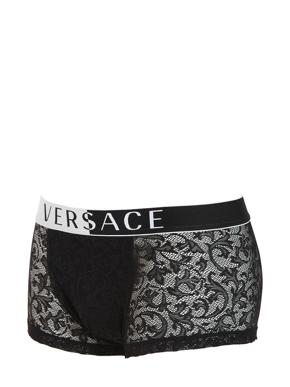 Boxer en dentelle Versace pour homme en coloris Noir | Lyst