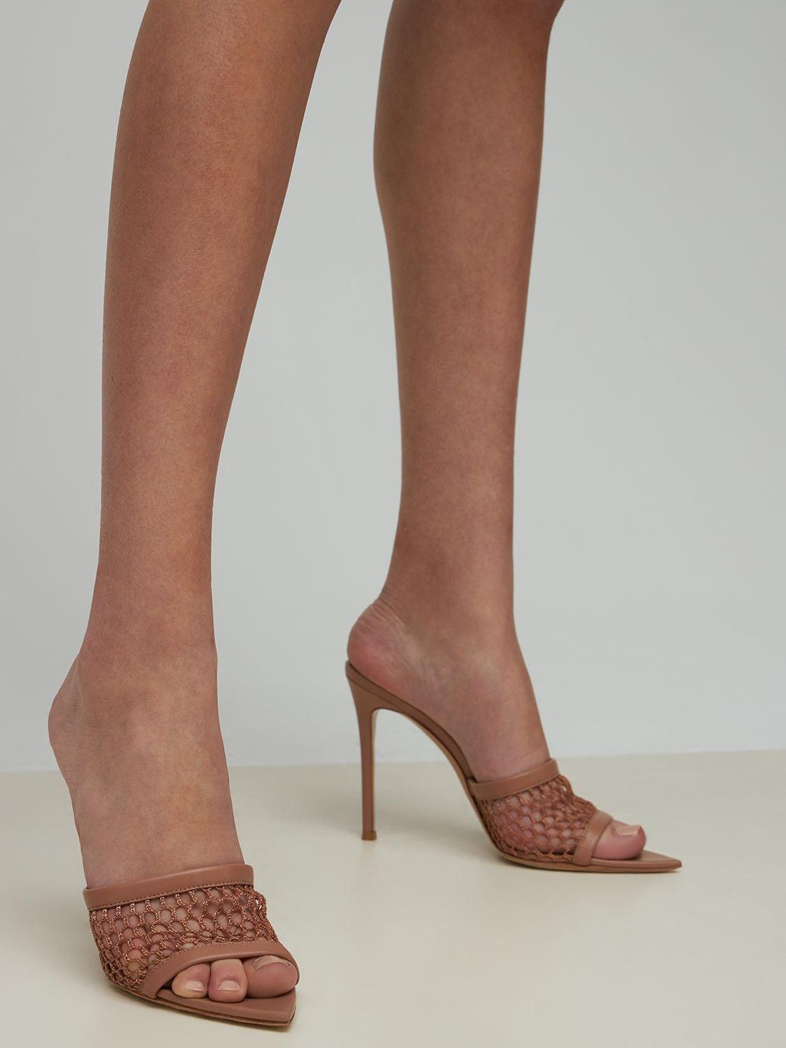 Gianvito Rossi 105mm Alisia Mesh & Leather Mules | Lyst