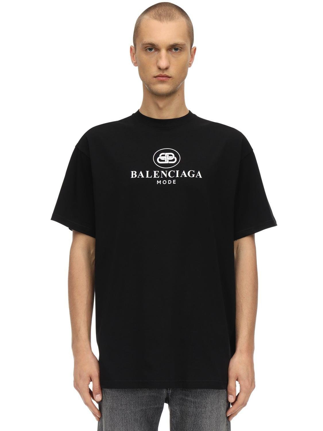 Balenciaga Mode Logo Cotton Jersey T-shirt in Black for Men - Lyst