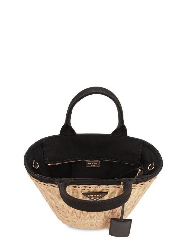 Prada, Bags, Prada Comic Basket Bag Wicker With Canapa And Applique