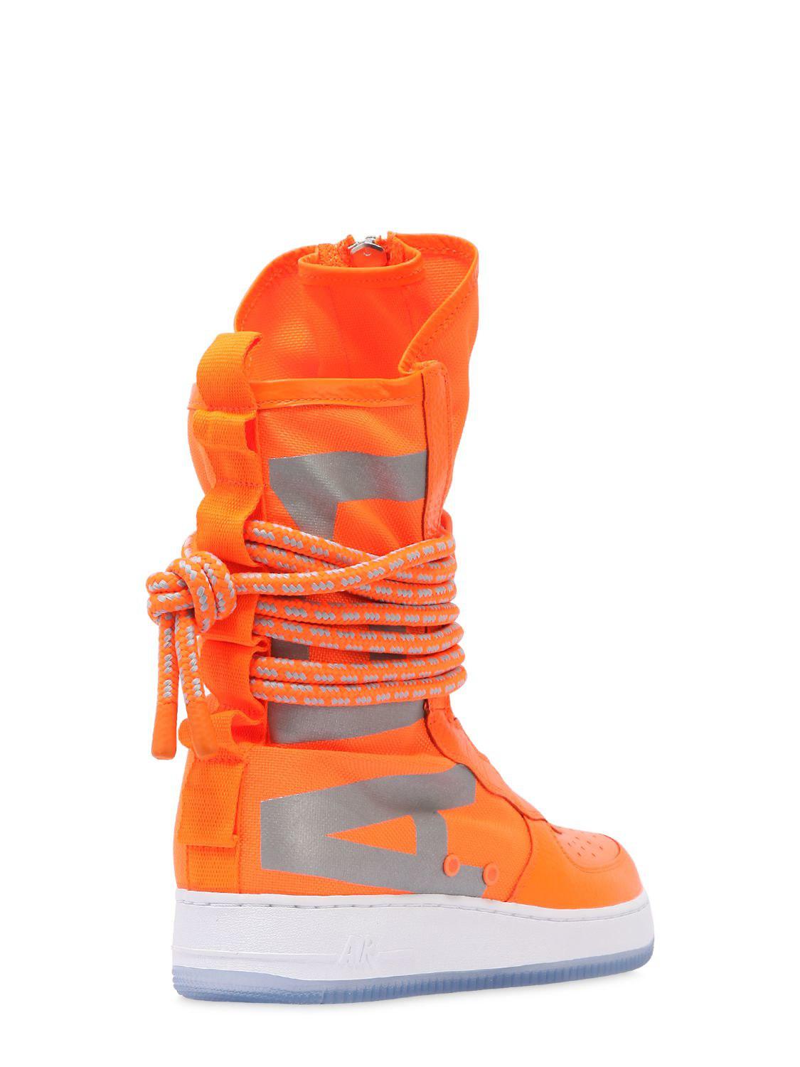 Nike Leather Sf Air Force 1 Sneaker Boots in Neon Orange (Orange) - Lyst