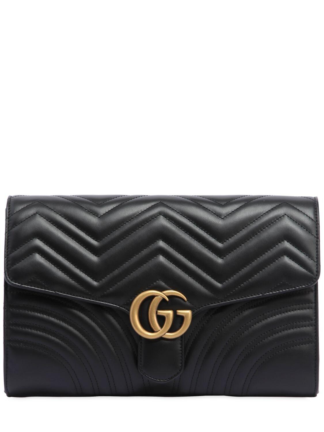 gucci black leather clutch