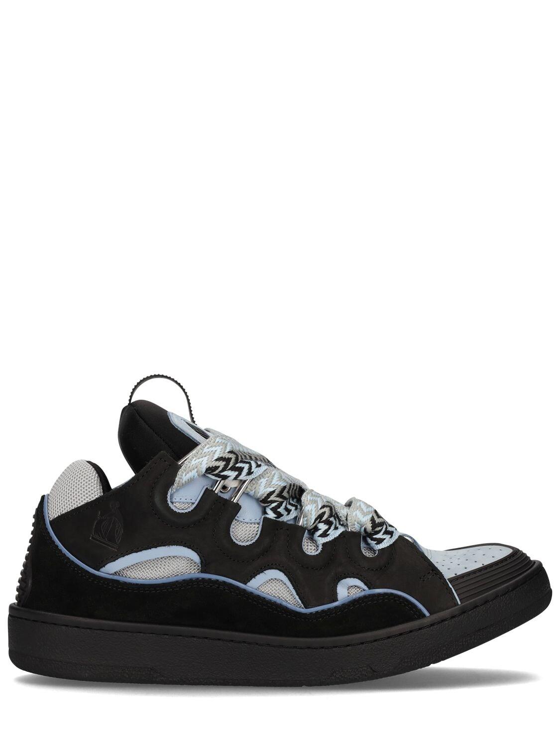 Lanvin Curb Leather Sneakers in Black for Men | Lyst