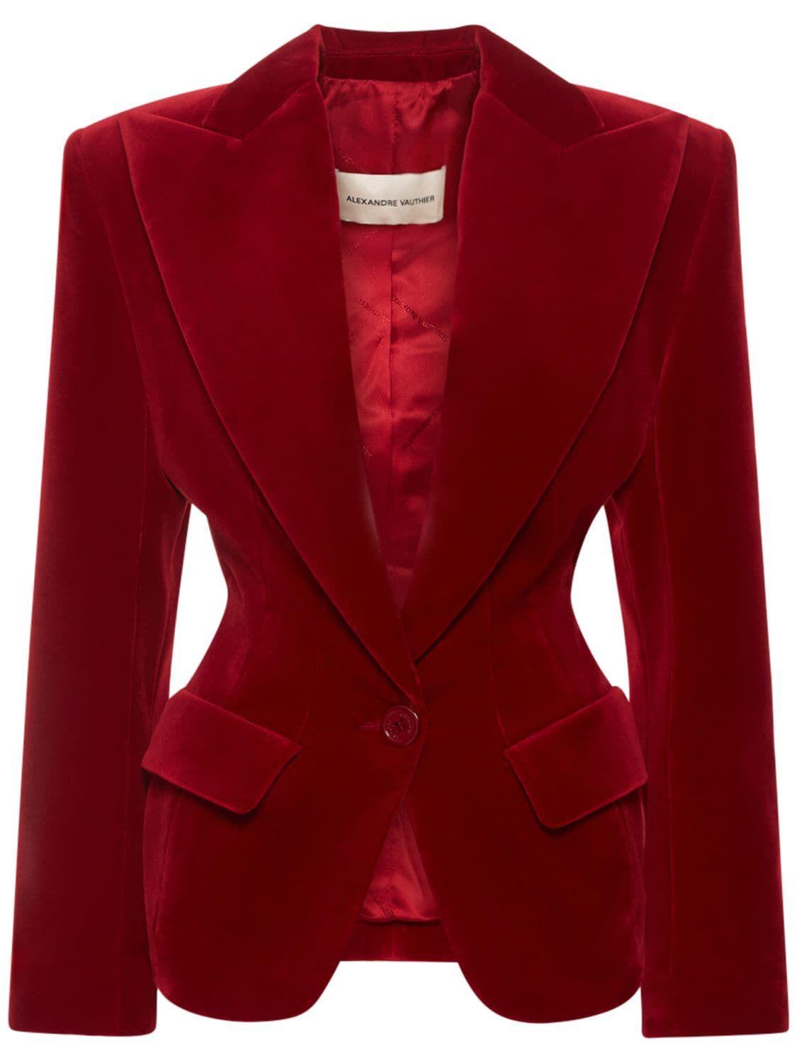 Alexandre Vauthier Single Breast Velvet Smoking Jacket in Red | Lyst