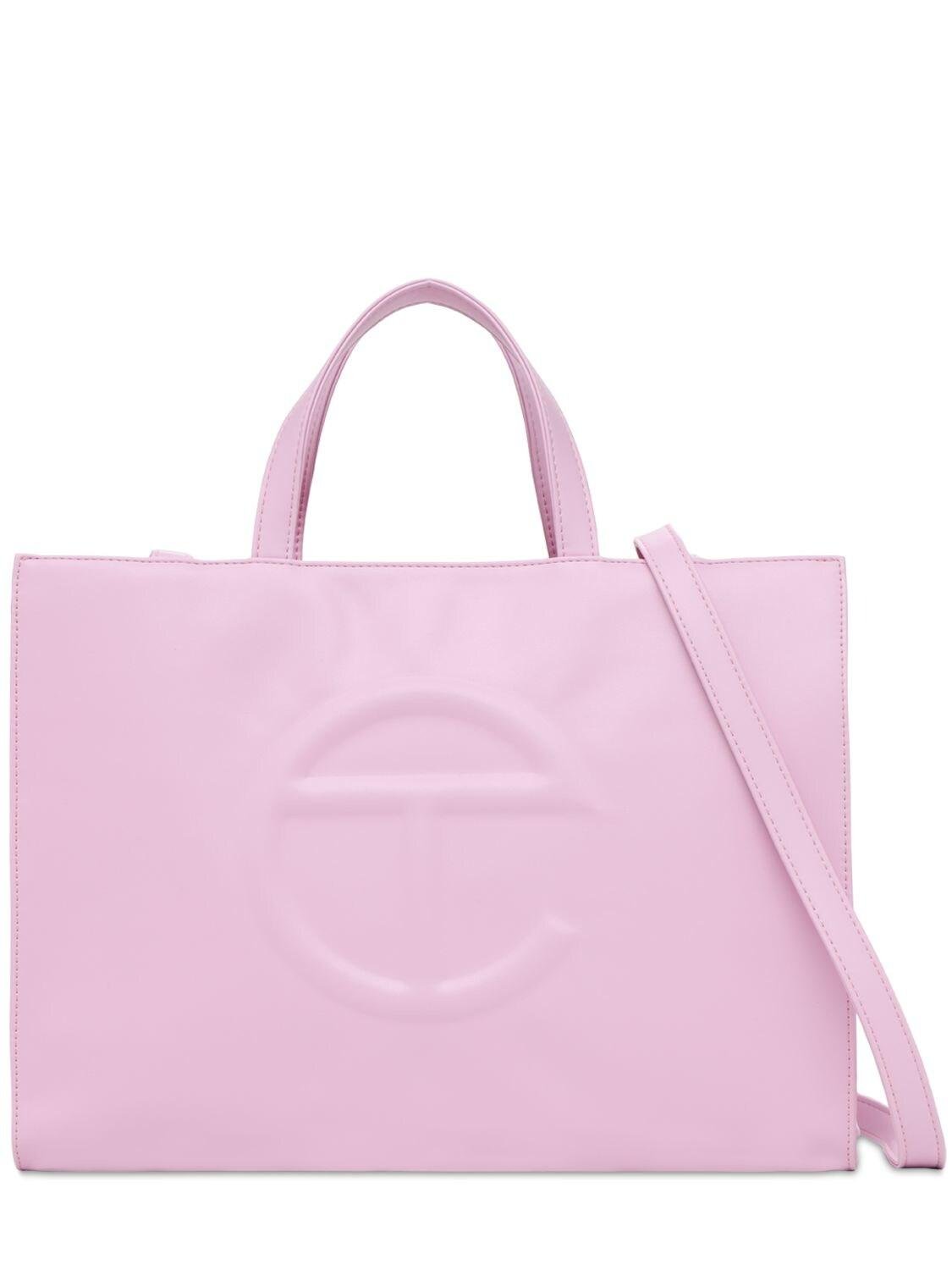 Telfar Medium Embossed Logo Tote Bag in Pink
