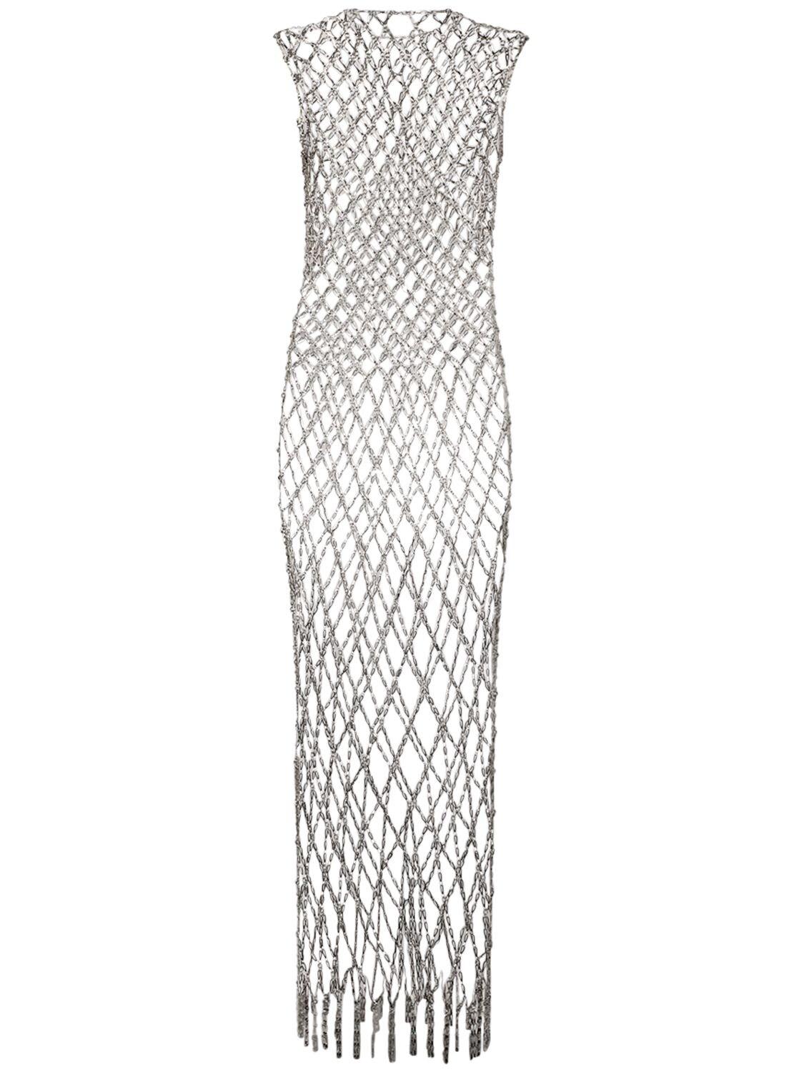 Balenciaga Basketball Crystal Chain Long Dress in Metallic | Lyst