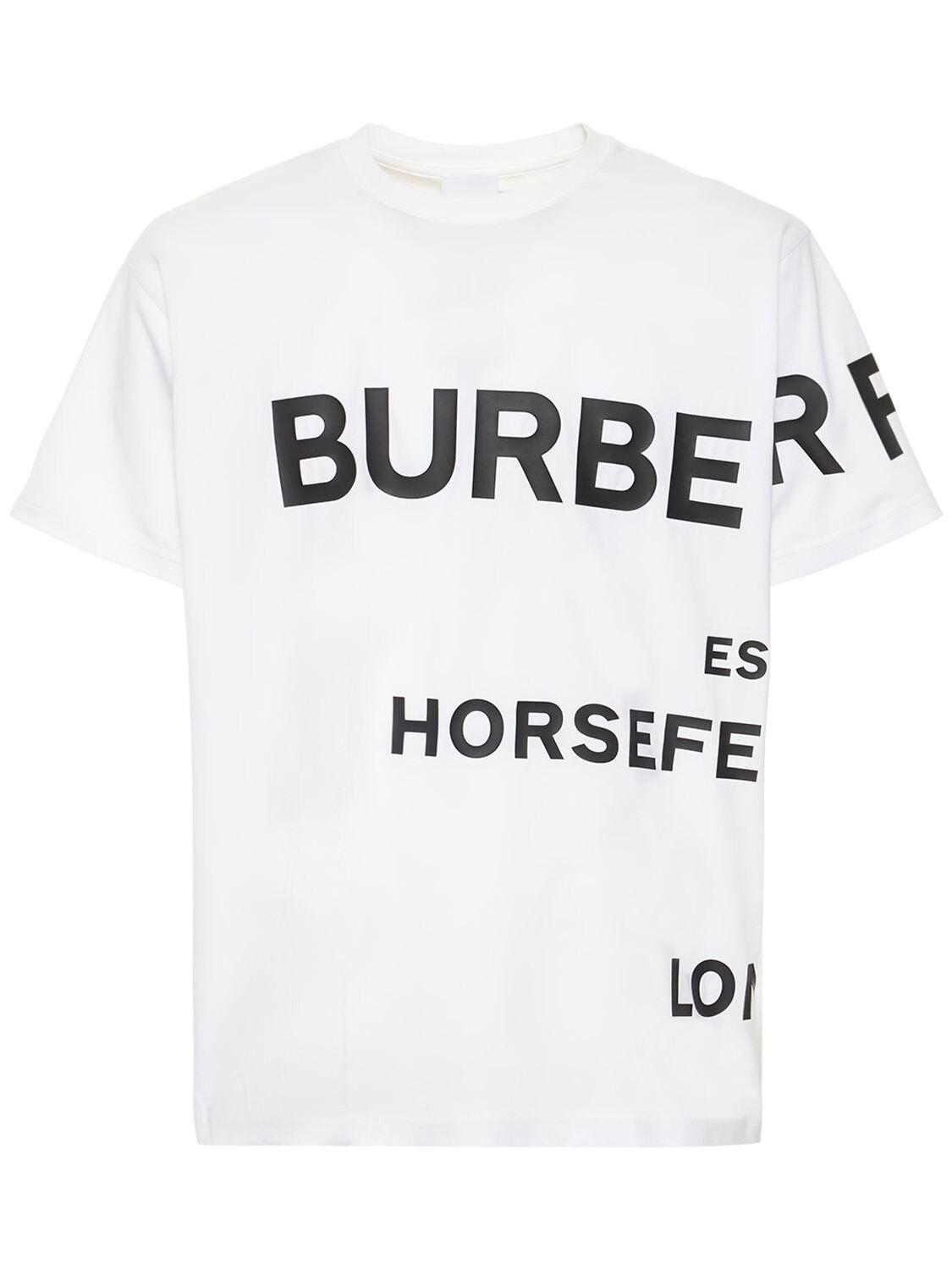 Burberry Logo Print Cotton Jersey T-shirt in White for Men | Lyst