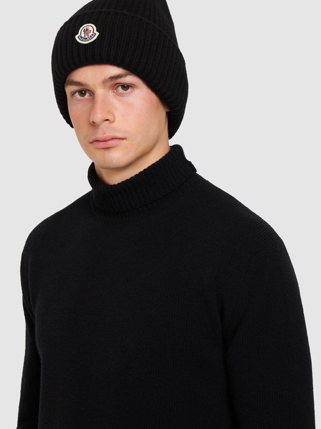 Moncler Wool Cashmere Blend Beanie in Black for Men Lyst UK