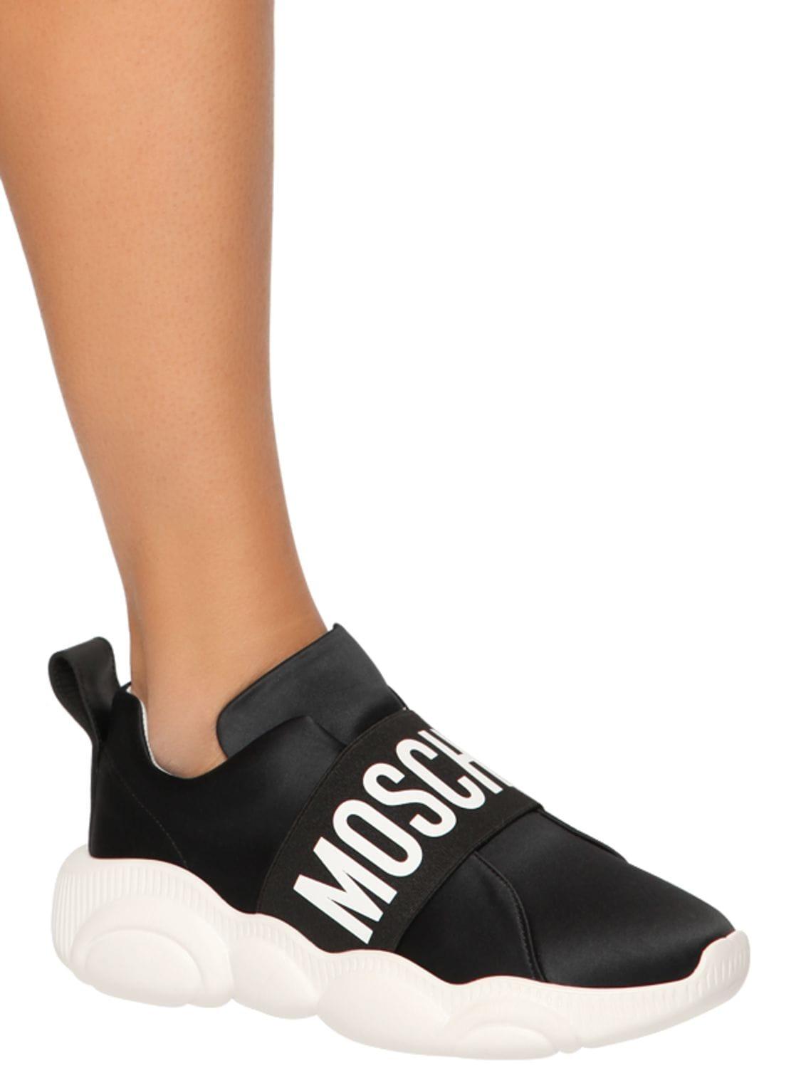 Moschino Logo Slip On Trainers in Black | Lyst