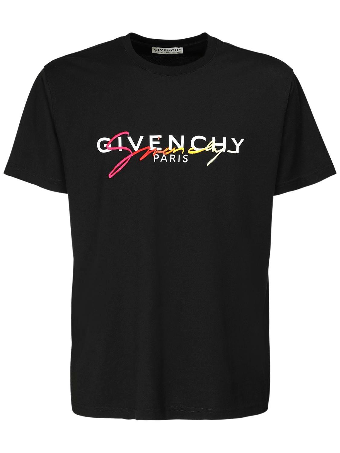 Givenchy Logo Signature Cotton Jersey T-shirt in Black for Men - Lyst