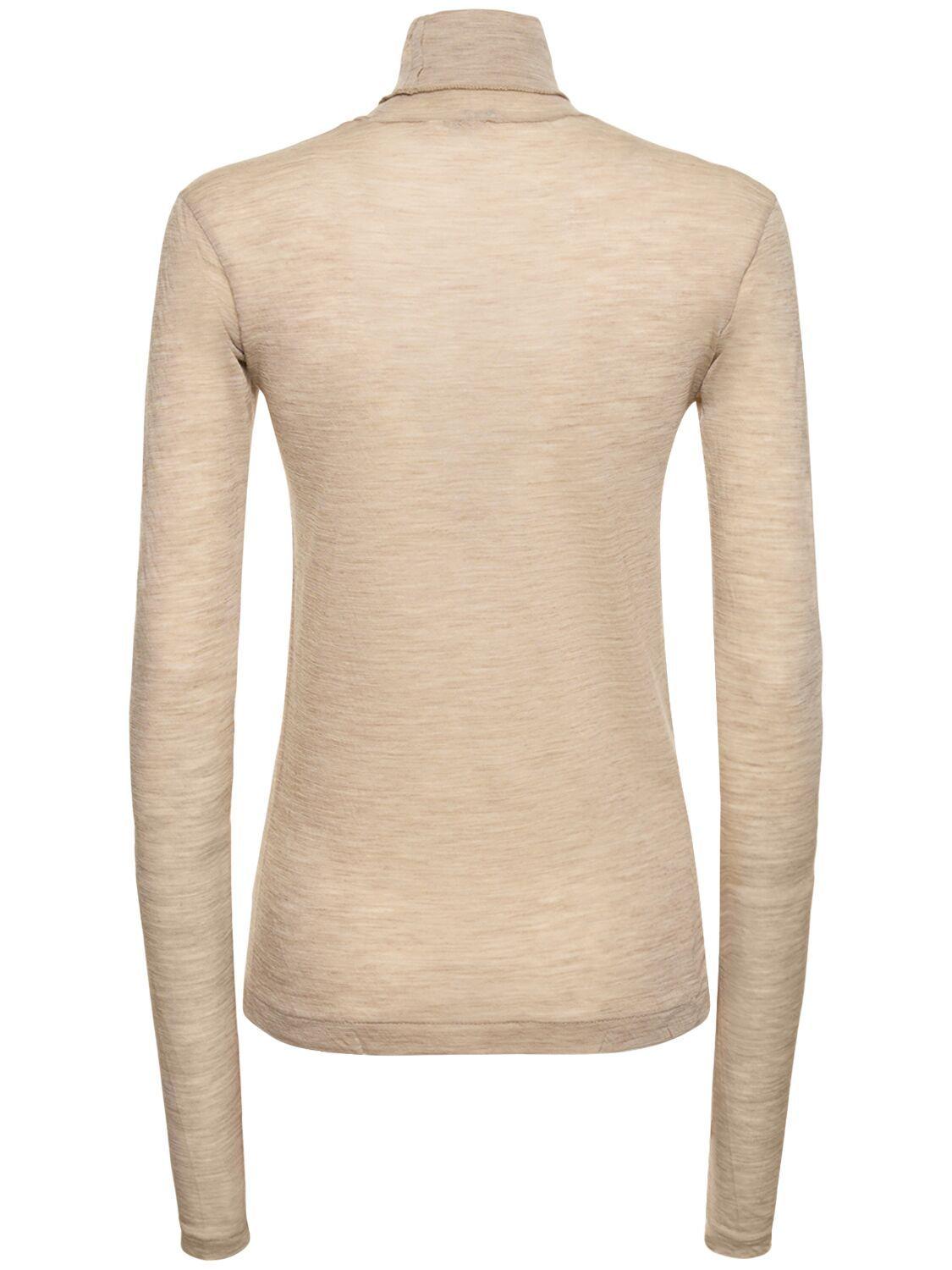 AURALEE Super Soft Sheer Wool Jersey Top in Natural | Lyst