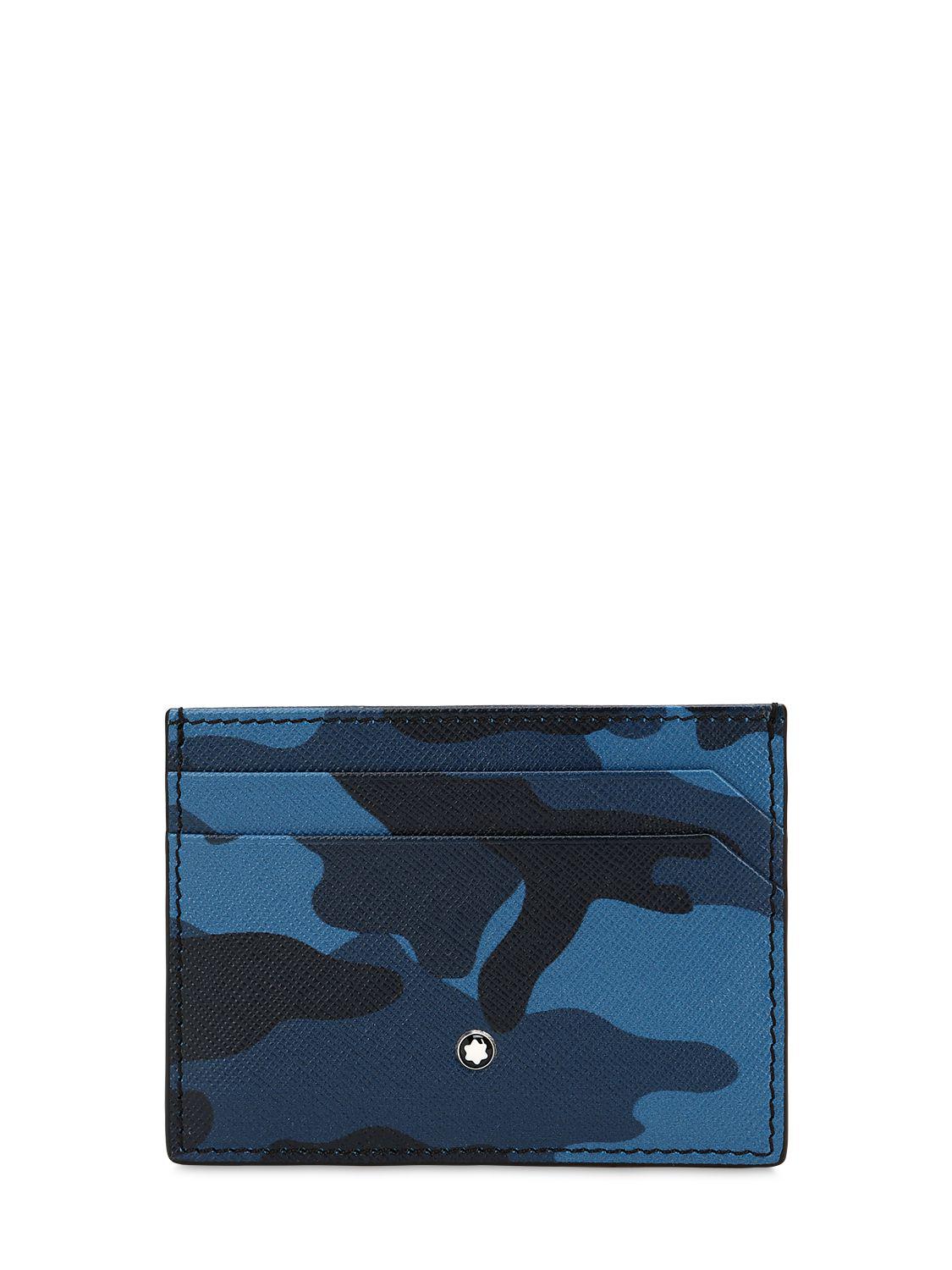 Montblanc Camouflage Leather Card Holder in Blue for Men | Lyst