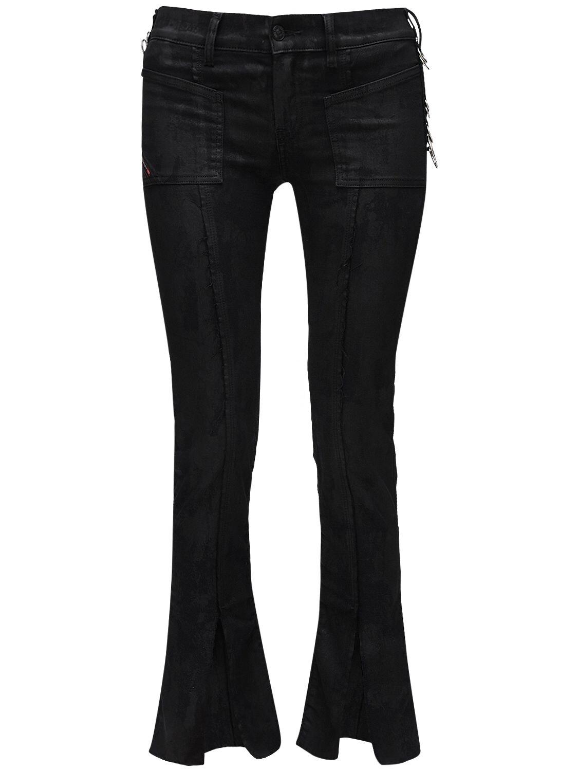 DIESEL D-slandy Coated Flared Jeans W/ Rings in Black - Lyst