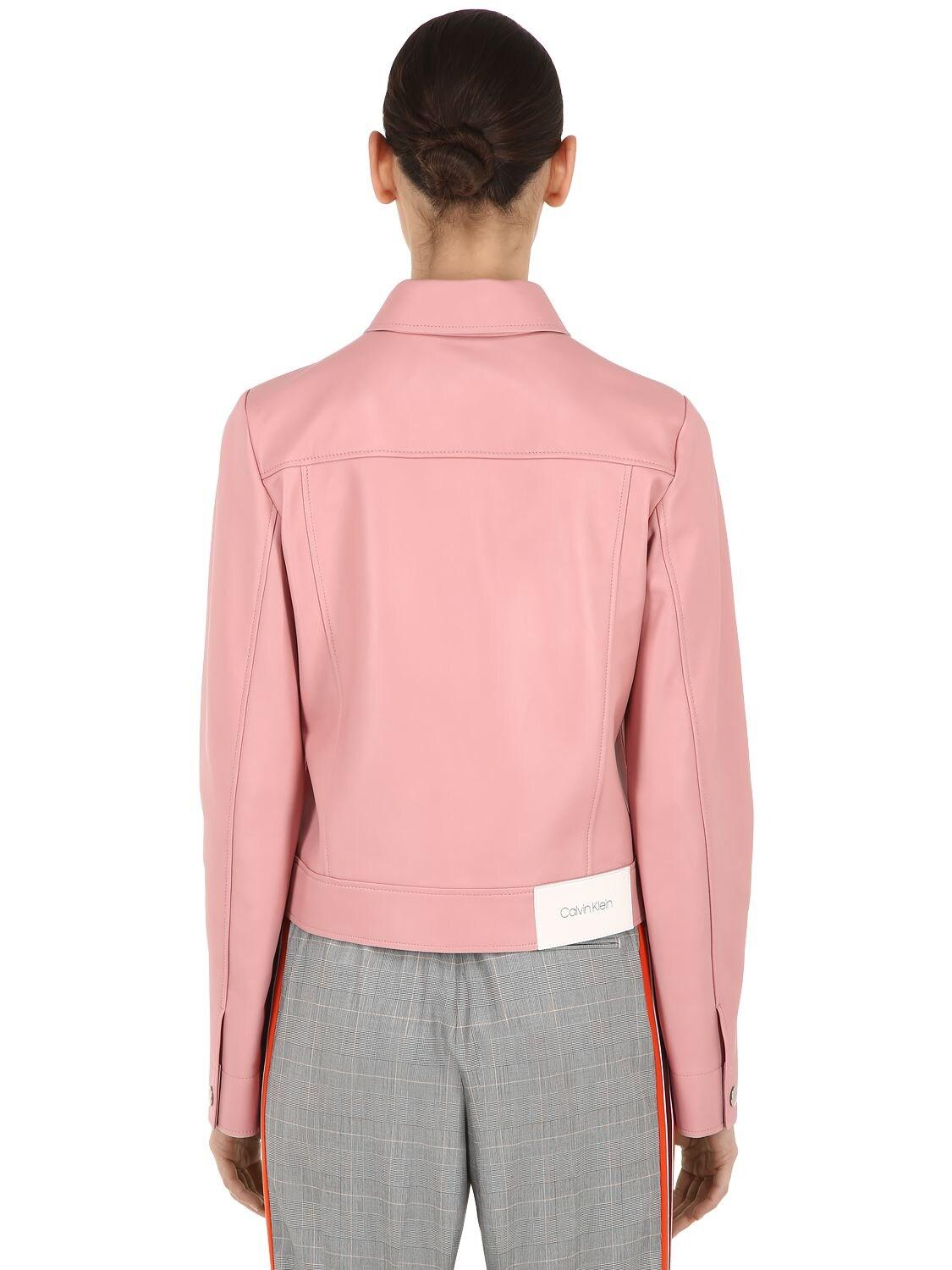 calvin klein pink leather jacket