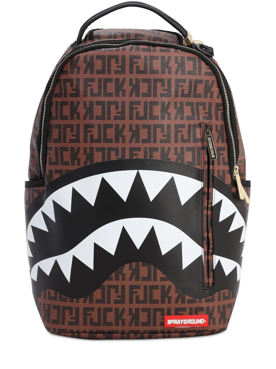 Sprayground Offended Shark Backpack in Brown for Men | Lyst