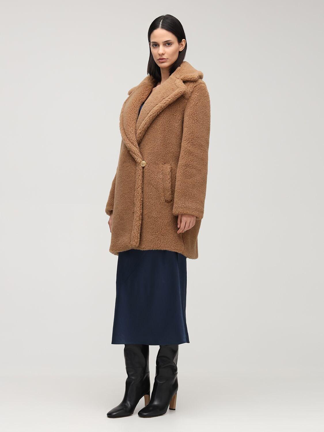 MAX MARA Camel x silk Teddy bear poncho Coat outer 473607236 Brown ‐