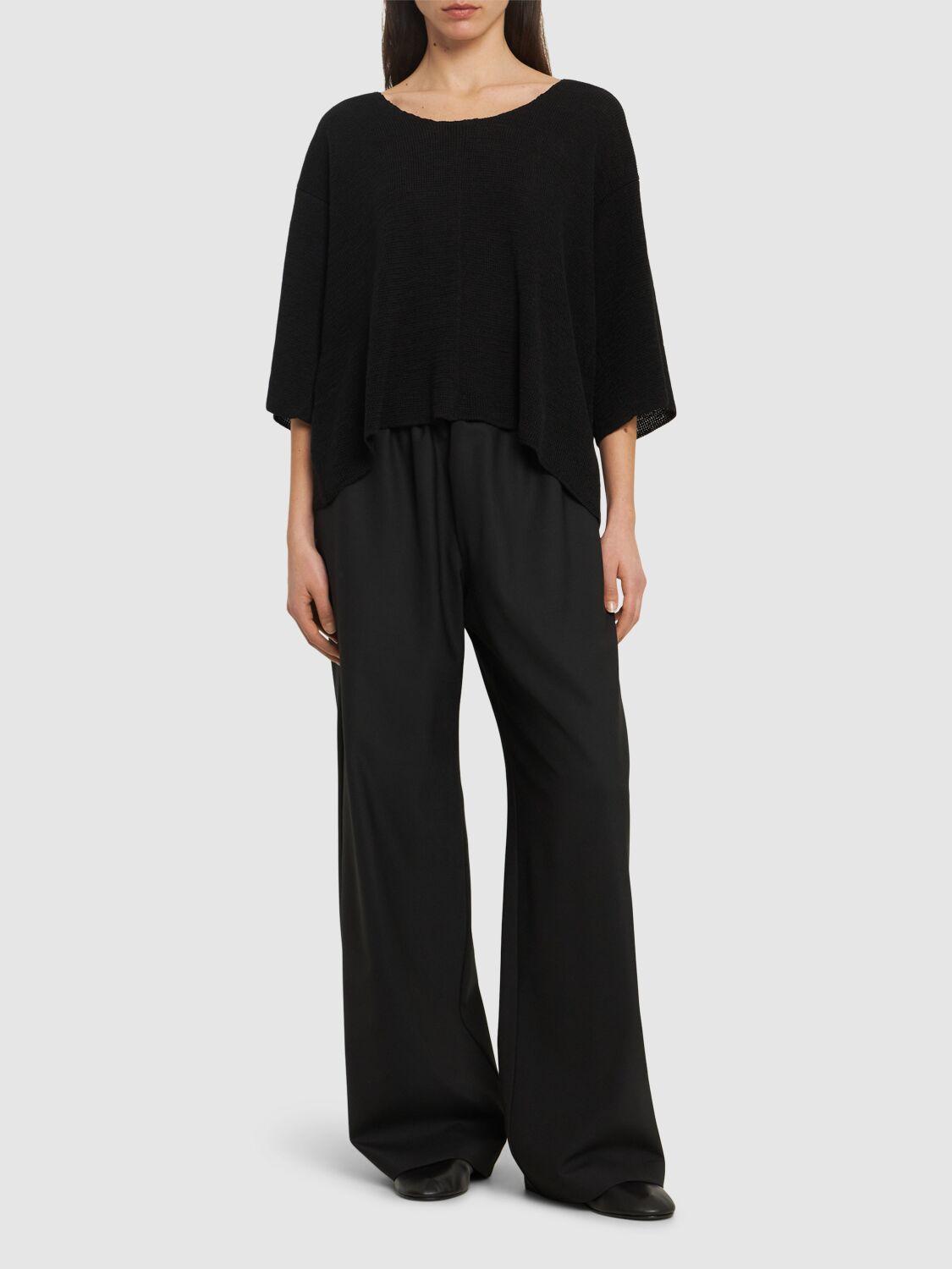 Falexis 3/4 Sleeve Linen Knit Flared Top