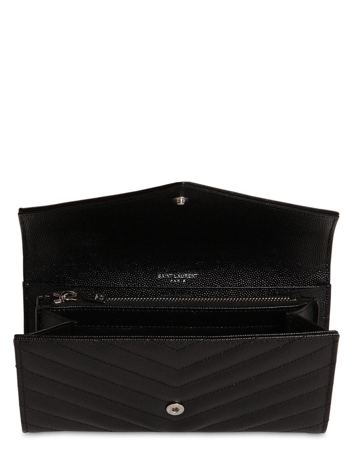 Saint Laurent Large Monogram Quilted Leather Wallet in Black Lyst