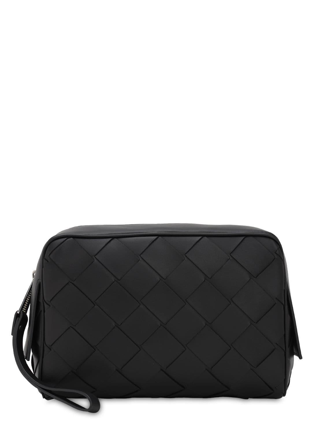Bottega Maxi Intreccio Leather Toiletry Bag in Black for Men Lyst