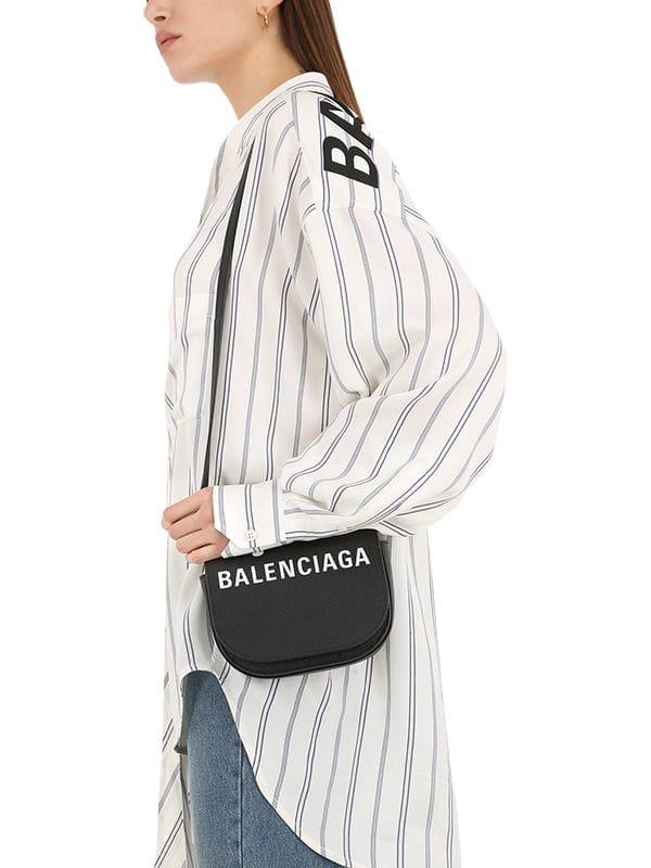 Balenciaga Ville Day Leather Crossbody Bag in Black/White (Black) | Lyst