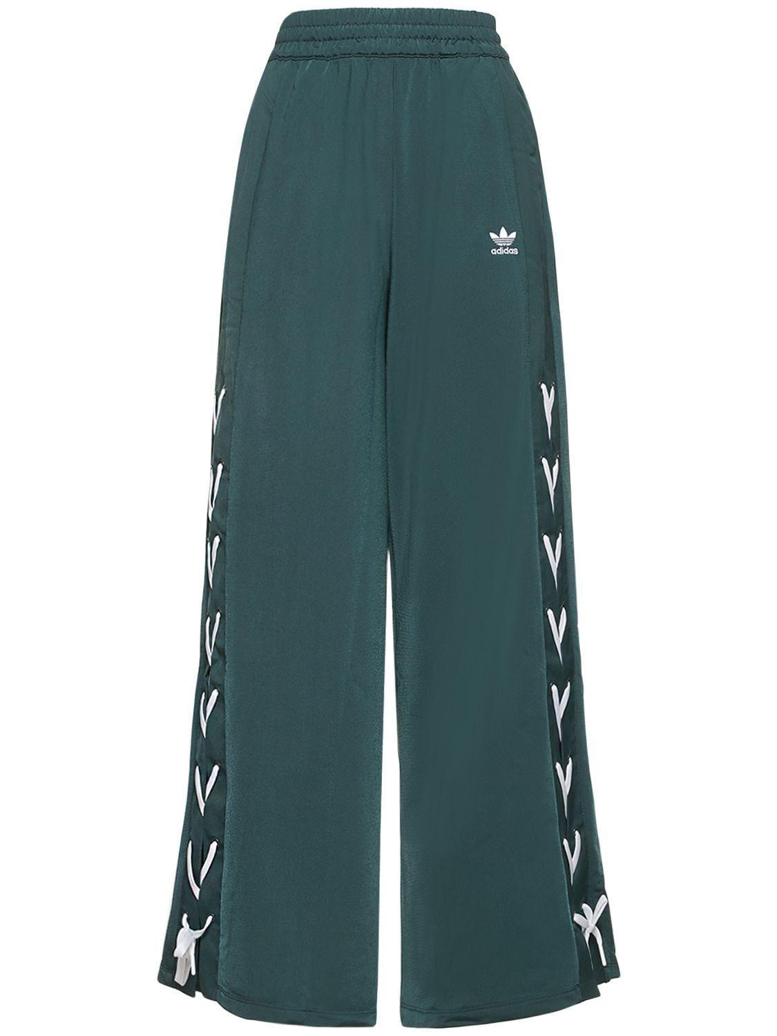 adidas Originals Wide Track Pants W/ Laces in Green Lyst