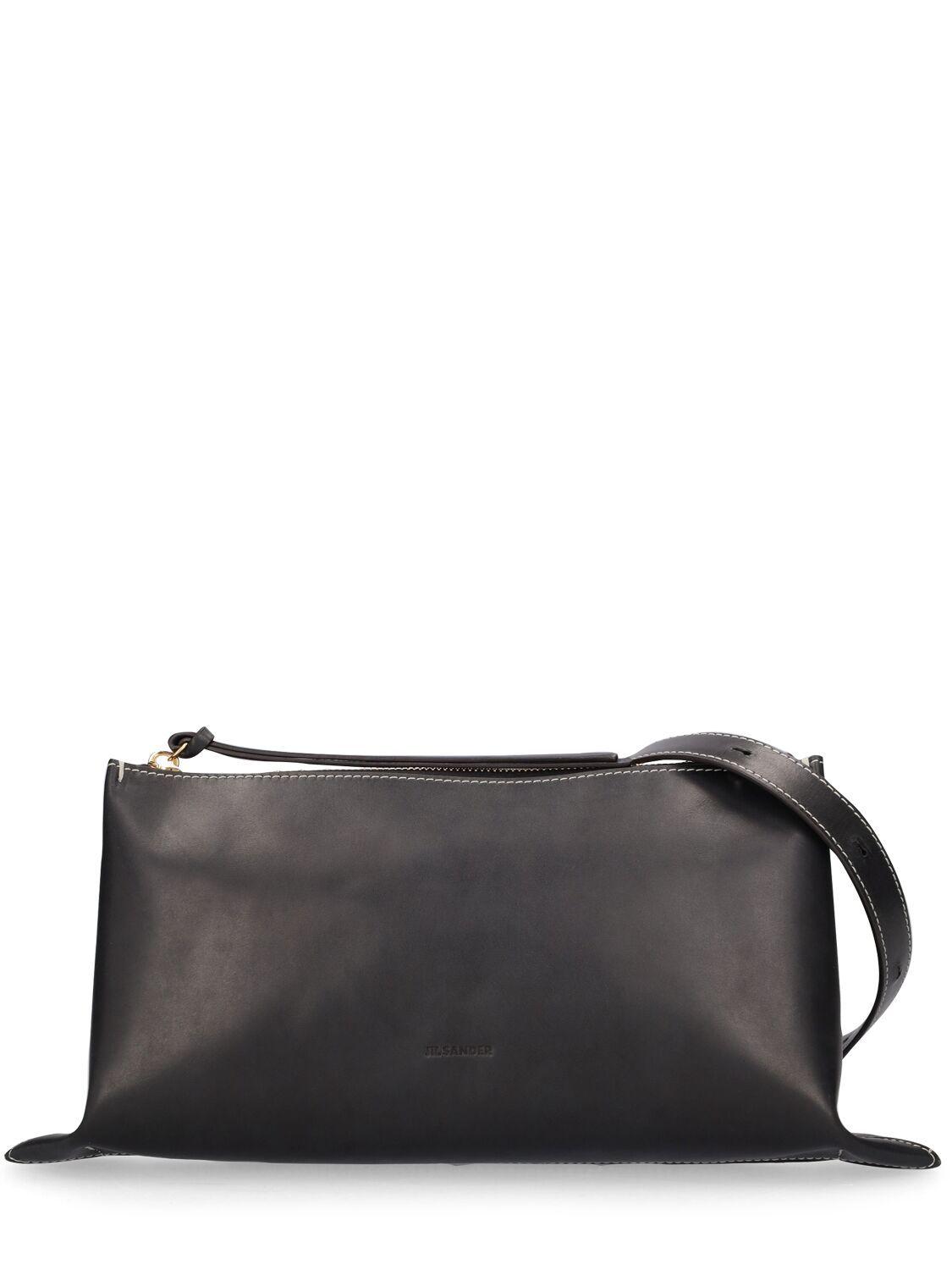 Jil Sander Small Empire Leather Shoulder Bag in Black | Lyst