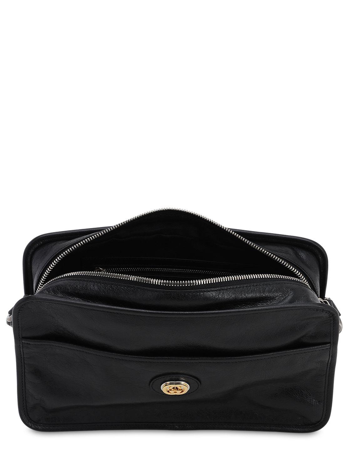 gucci black leather crossbody bag