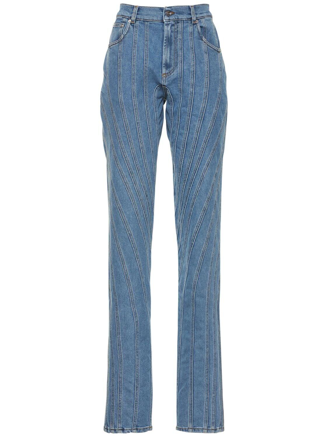Mugler Denim Low Waist Baggy Spiral Jeans in Blue | Lyst