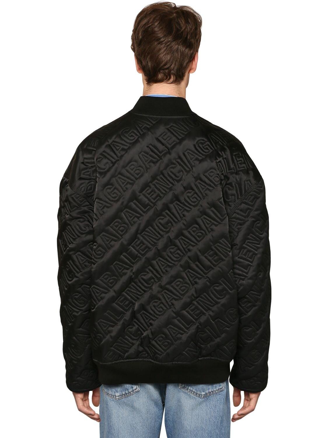 Balenciaga Cotton Logo Detail Quilted Bomber Jacket in Black for Men ...