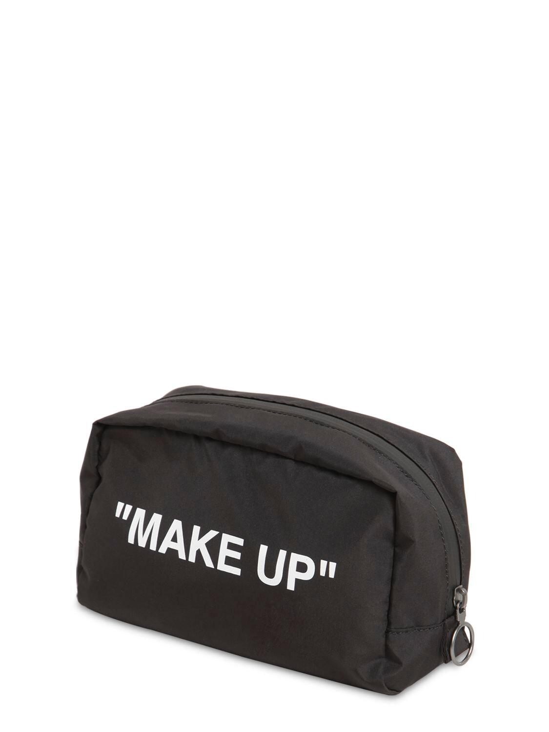 Off White Embellished Makeup Bag