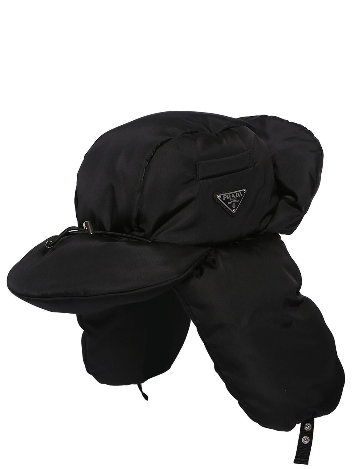 Prada Padded Nylon Trapper Hat in Black for Men Lyst