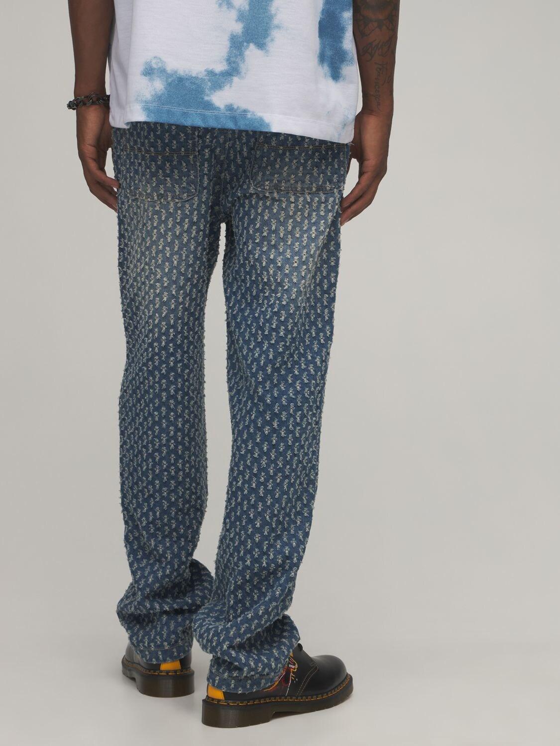 Denim Washed Distressed Skater Jeans 