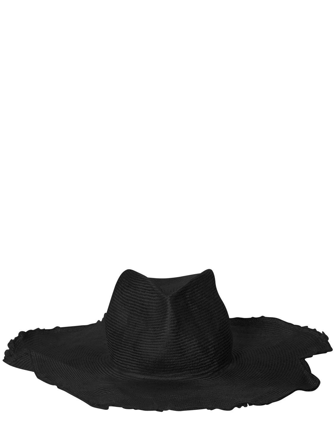 Ann Demeulemeester Straw Hat W/ Tulle Veil in Black - Lyst