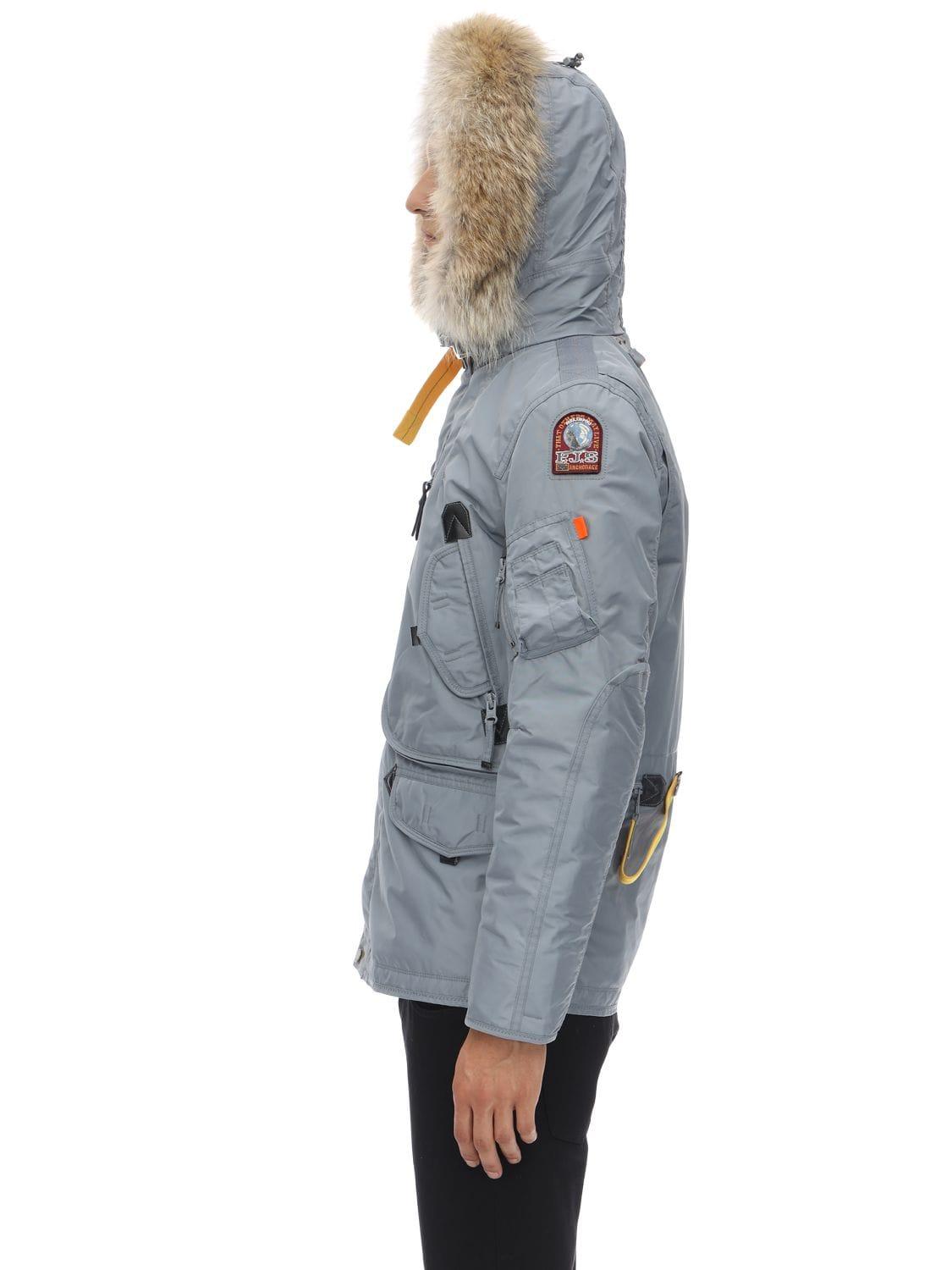 Parajumpers Right Hand Down Jacket W Fur Trim In Agave Gray For Men Lyst<script async src=