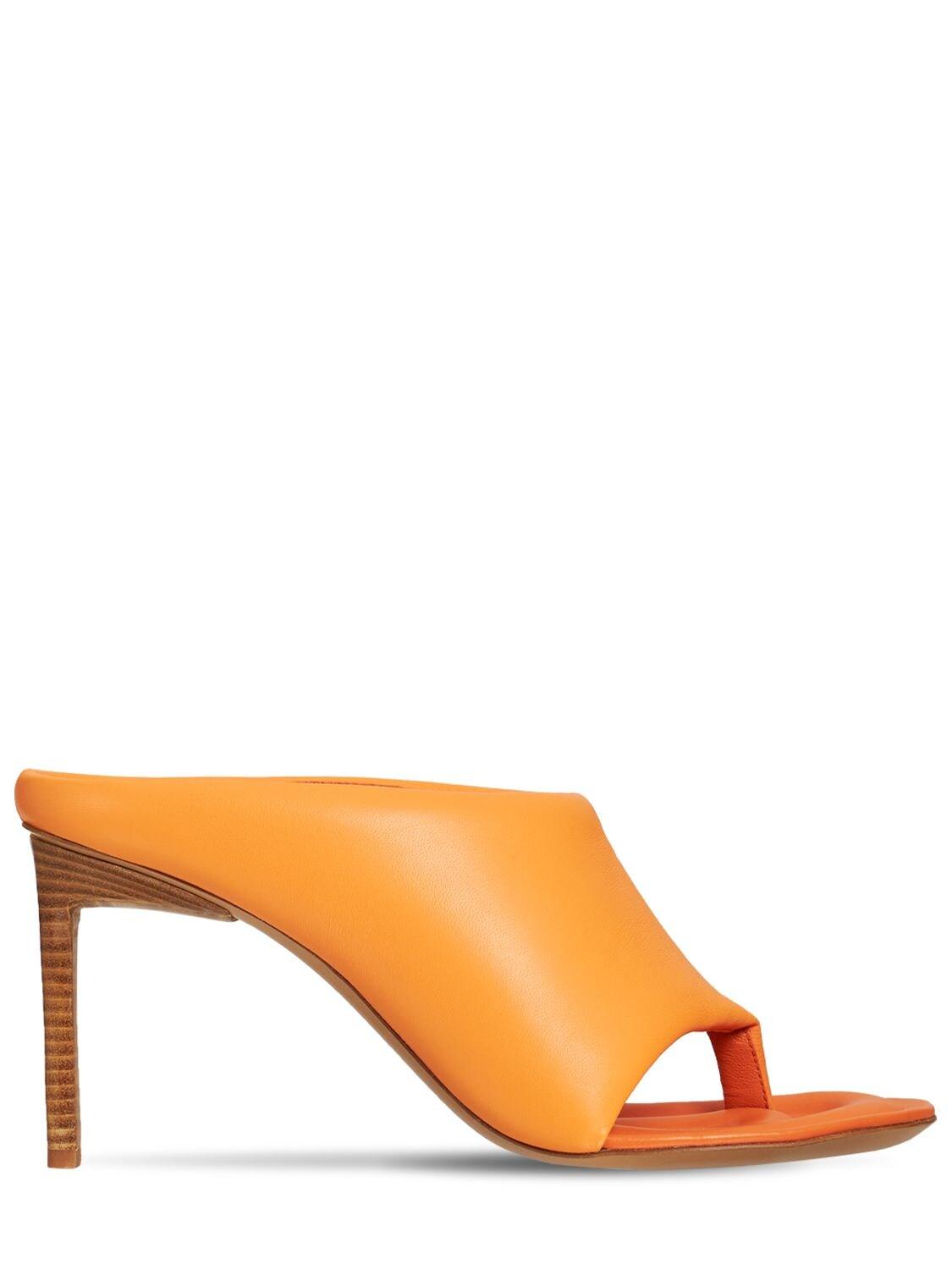 Jacquemus 80mm Les Mules Limone Leather Sandals in Orange | Lyst