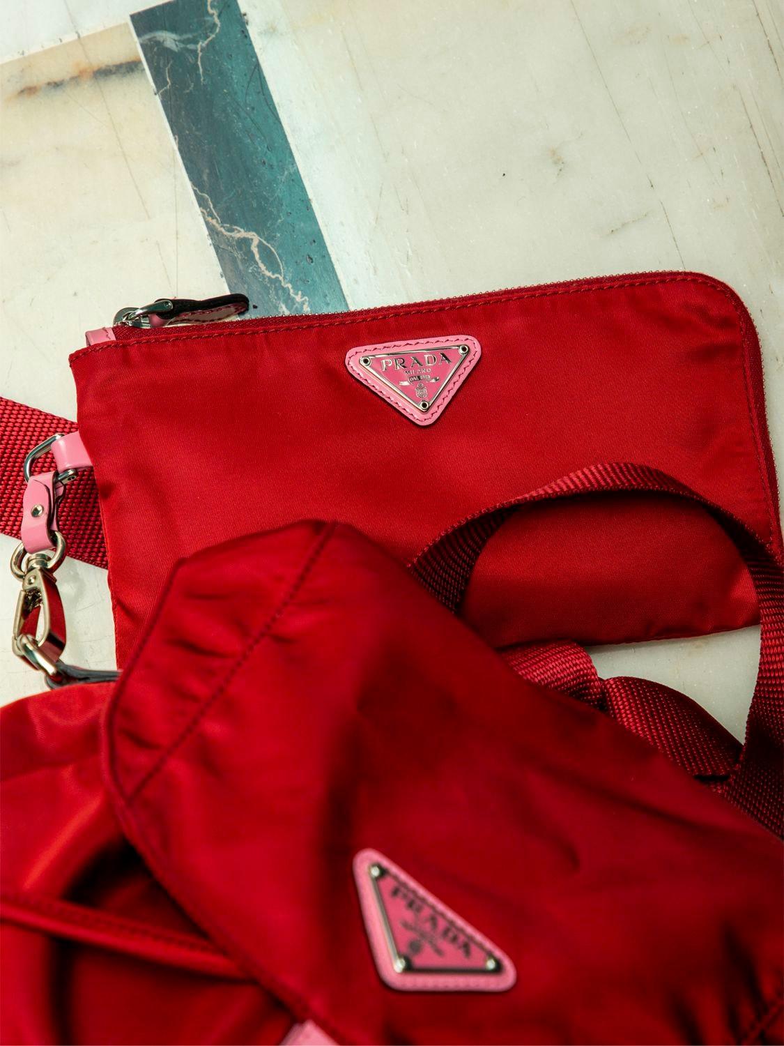 prada red nylon backpack