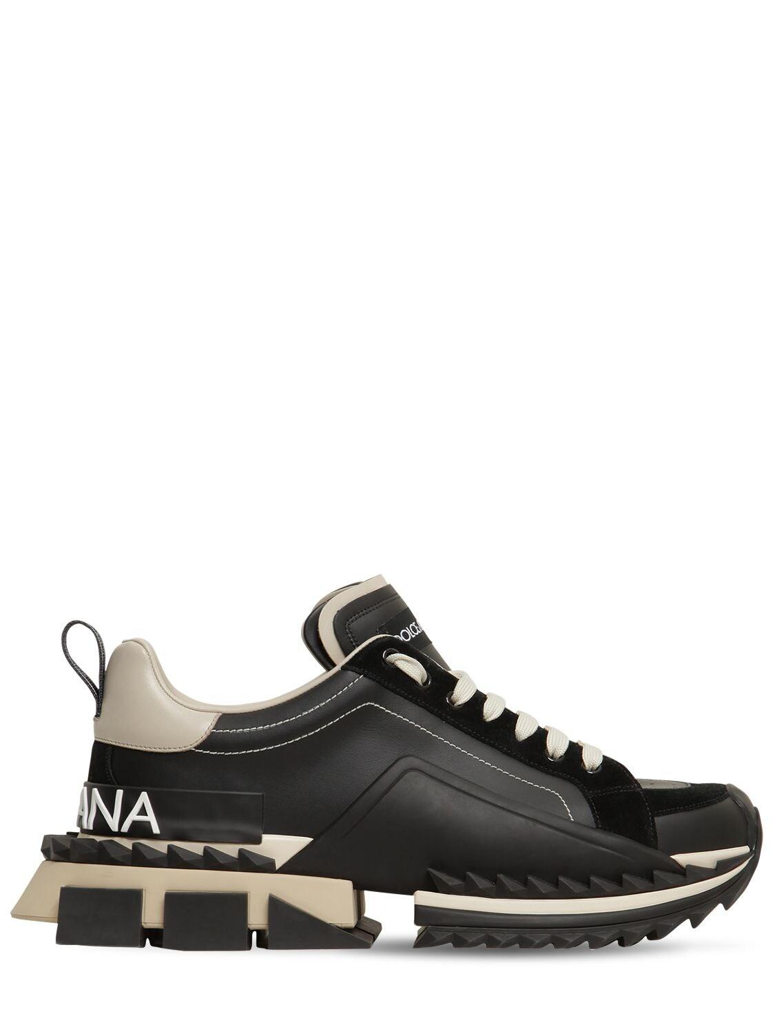 Dolce & Gabbana Super King Leather Sneakers in Black for Men - Lyst