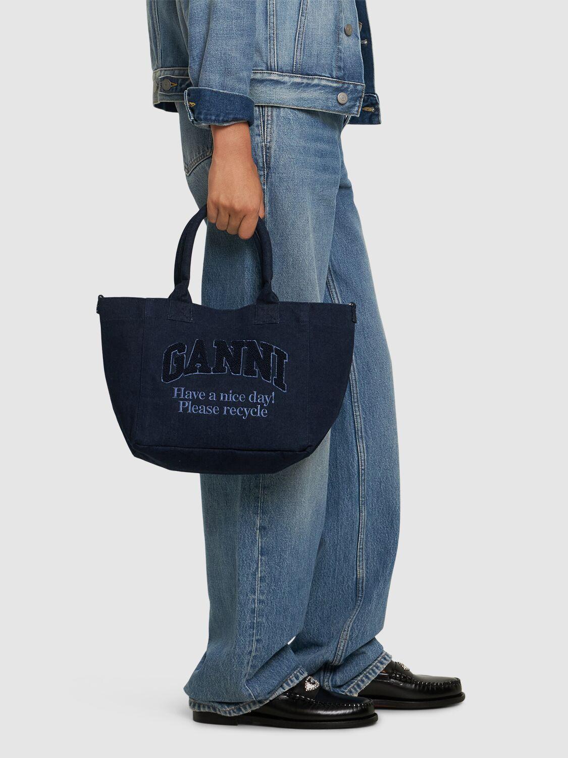 【送料&関税込】Ganni easy Shopping Bag In Blue Recycled Cot Ganni 'easy' Shopping Bag In Blue Recycled Cotton - ShopStyle