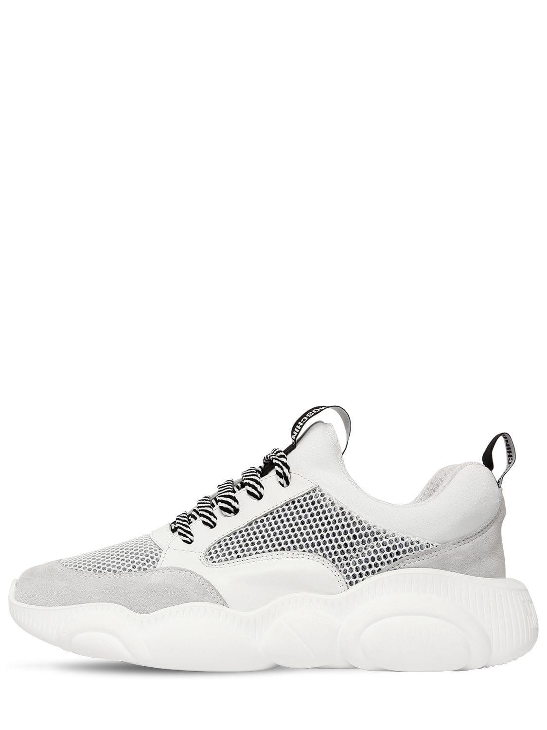 Moschino 30mm Teddy Shoes Mesh & Leather Sneakers in White - Save 35% ...
