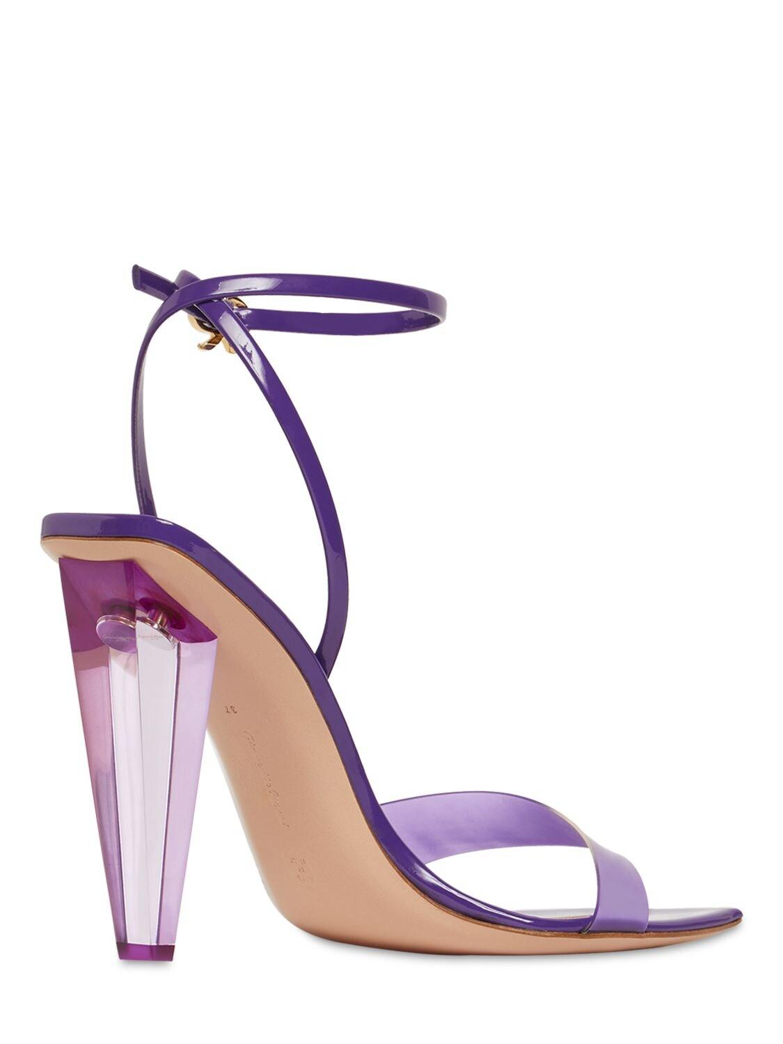 Gianvito Rossi 105mm Odyssey Plexi & Patent Sandals in Violet 
