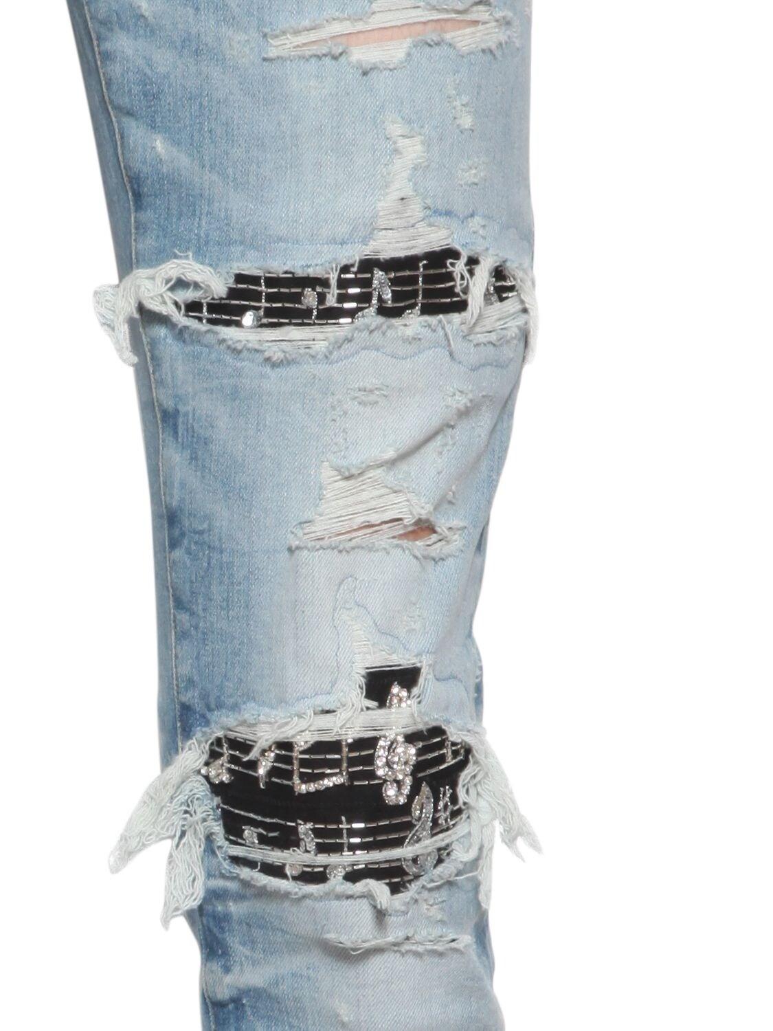 Amiri 15cm Music Note Patch Cotton Denim Jeans in Blue for Men | Lyst