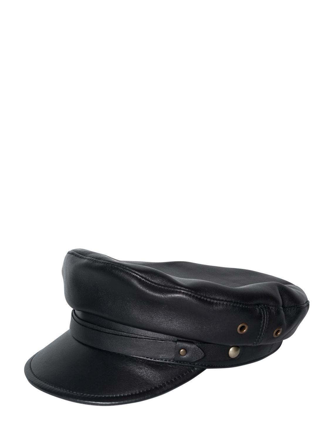 DSquared² Leather Biker Hat in Black for Men | Lyst