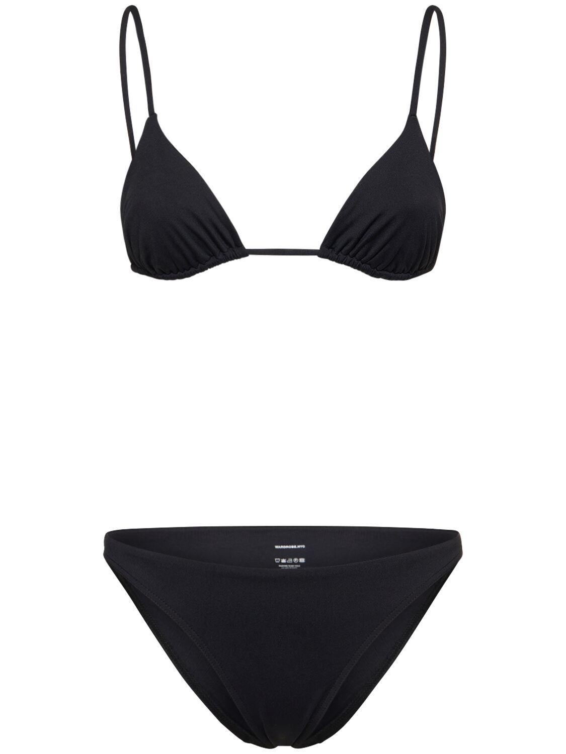 Wardrobe NYC Stretch Tech Triangle Bikini Set in Black Lyst