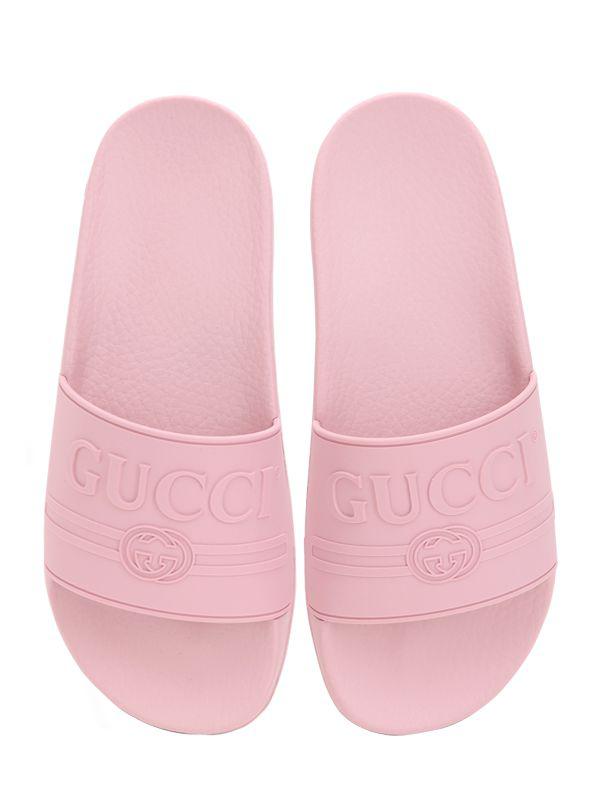 gucci rubber slides pink