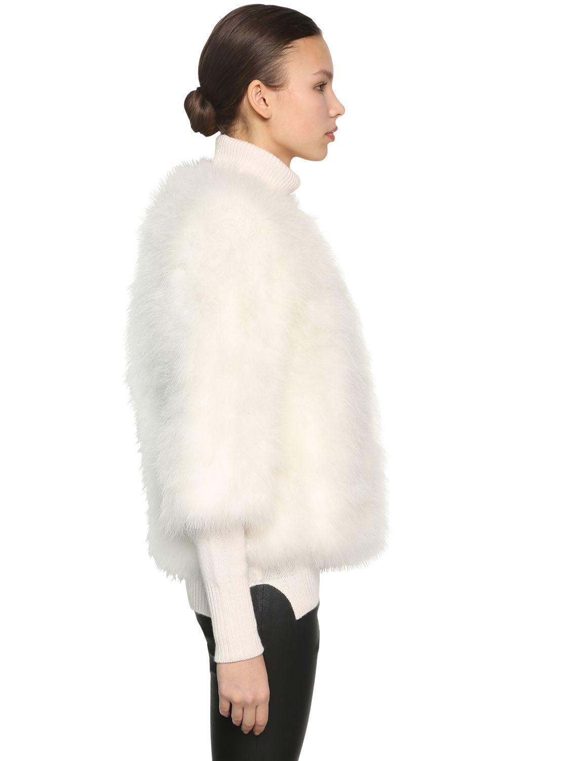 cropped feather jacket