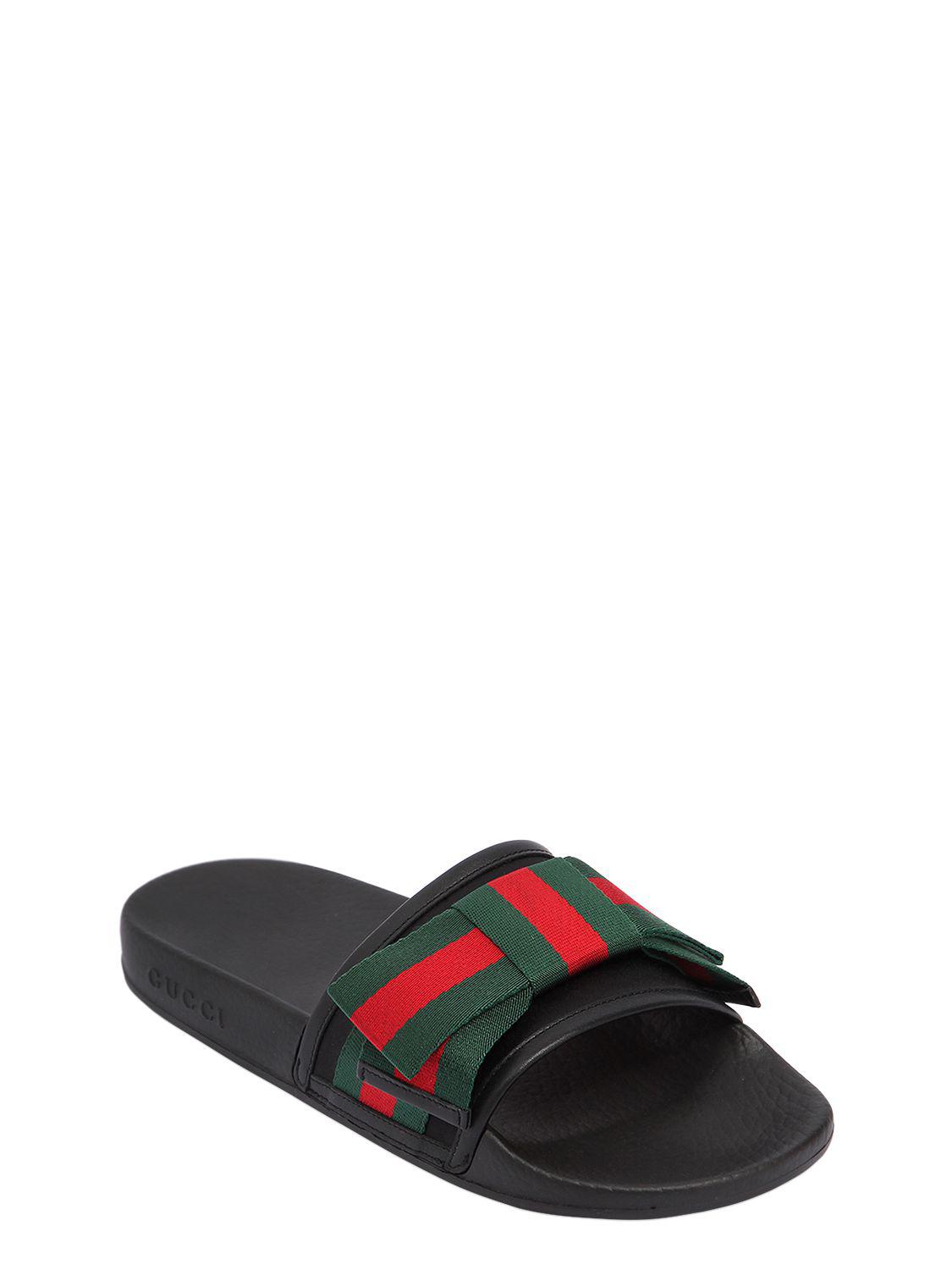 gucci satin bow slides