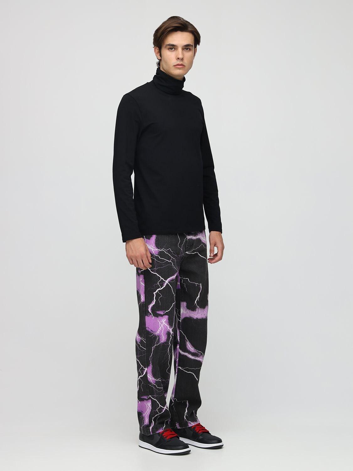 Jaded London Purple Lightning Print Denim Jeans for Men - Lyst
